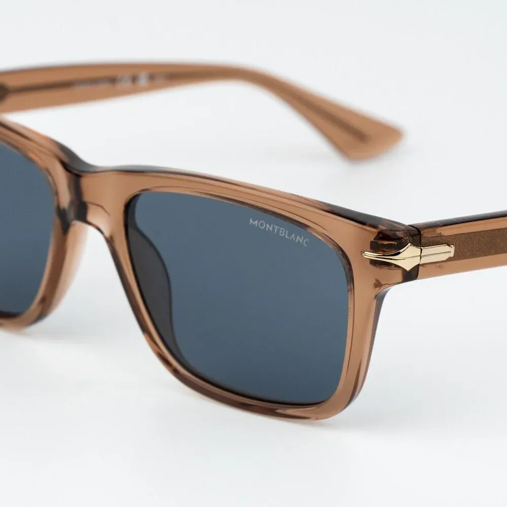 Montblanc Men Sunglasses Brown Blue Square MB0263S 005 NEW AUTHENTIC